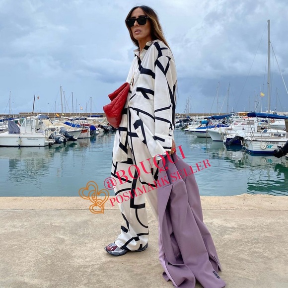 BLOGGERS FAV ZARA GEOMETRIC PRINTED LONG SLEEVES SHIRT - Picture 4 of 14